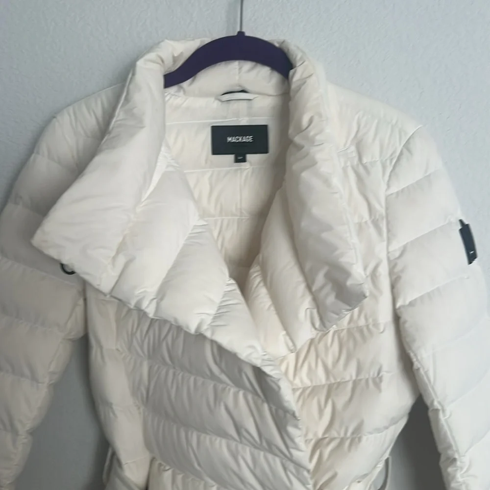 GORGEOUS MACKAGE goose down white wrap jacket S - Picture 8 of 17